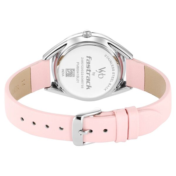 Fastrack Vyb Spotlight Quartz Analog Two Toned Dial Pink Leather Strap Watch For Women - image number 4