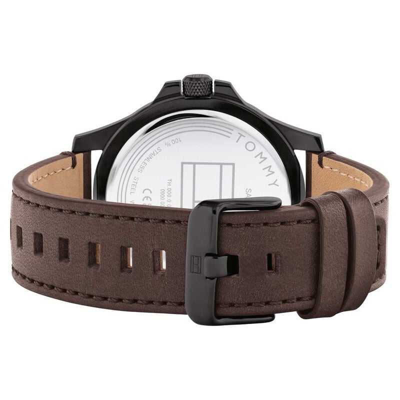 Tommy Hilfiger Black Dial Brown Colour Leather Strap Watch for Men - image number 2