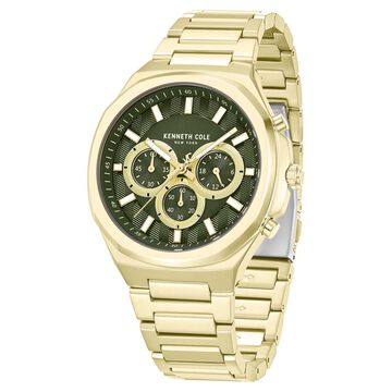 Kenneth Cole Quartz Chronograph Green Dial Golden Stainless Steel Strap Watch For Men
