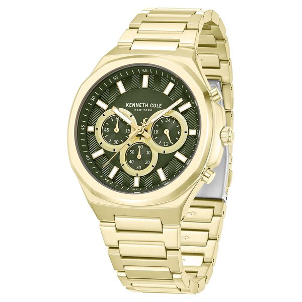 Kenneth Cole Quartz Chronograph Green Dial Golden Stainless Steel Strap Watch For Men - image number 1