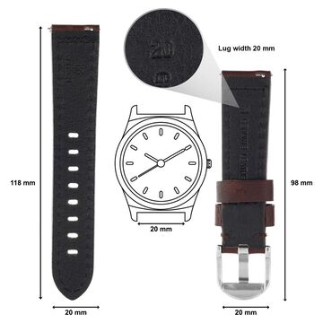 20 mm Brown Genuine Leather Straps for Men