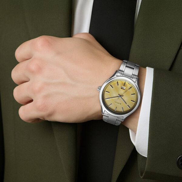Titan Palette Of Time Quartz Analog with Date Yellow Dial Stainless Steel Strap Watch For Men - image number 4