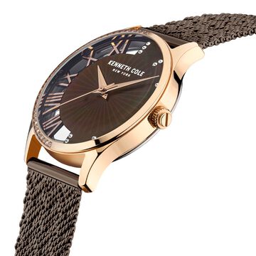 Kenneth Cole Quartz Analog Brown Dial Stainless Steel Strap Watch for Women
