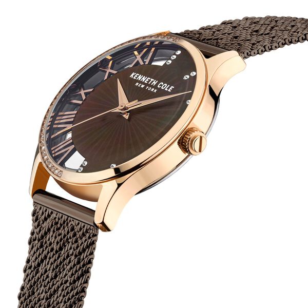 Kenneth Cole Quartz Analog Brown Dial Stainless Steel Strap Watch for Women - image number 1