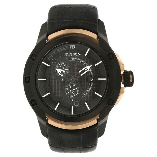 Buy Online Titan Solar Powered Black Dial Leather Strap watch for
