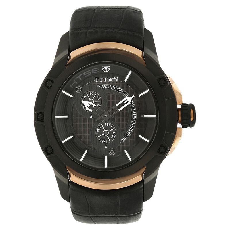 Titan Solar Powered Black Dial Leather Strap watch for Men