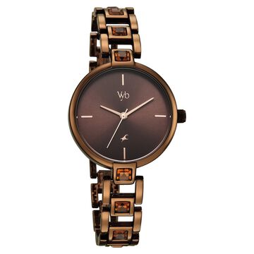 Vyb Manifester By Fastrack Quartz Analog Brown Dial Brown Metal Strap Watch For Girls