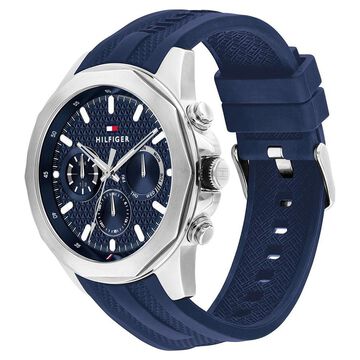 Tommy Hilfiger Quartz Multifunction Blue Dial Blue Silicone Strap Watch For Men