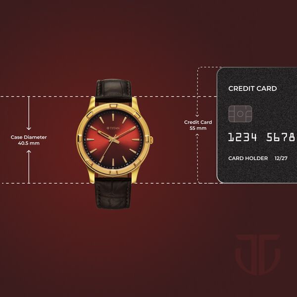 Titan Karishma Festive Analog with Mahogany Brown Dial Brown Leather Strap Watch for Men - image number 3