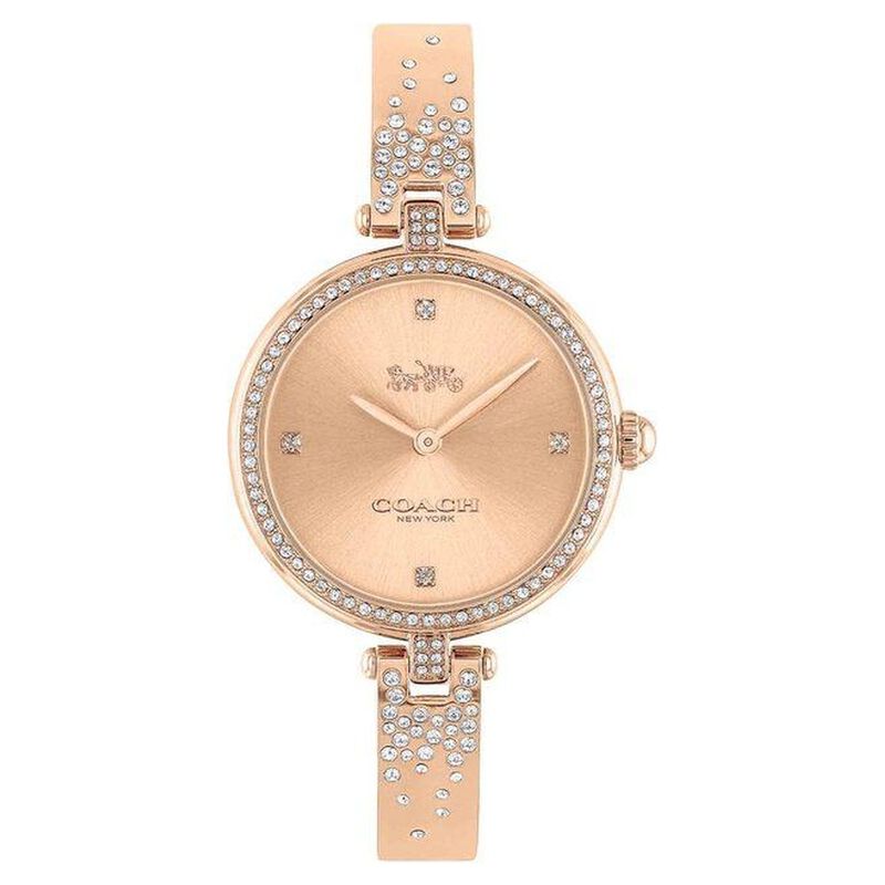 Coach Quartz Analog Rose Gold Dial Stainless Steel Strap Watch for Women