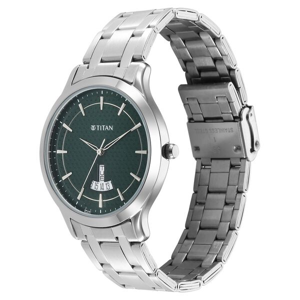 Titan Karishma Quartz Analog Green Dial Silver Stainless Steel Strap Watch For Men - image number 2