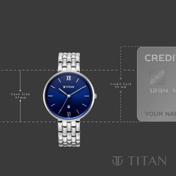 Titan Neo Quartz Analog Blue Dial Silver Metal Strap Watch For Women