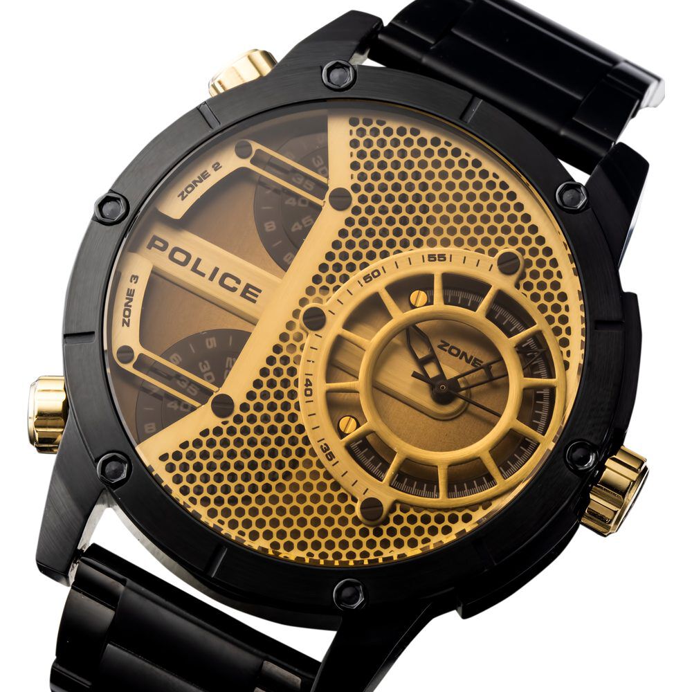 Buy Online Police Quartz Multifunction Golden Dial Stainless Steel Strap Watch for Men neplpewjg2118103 Titan