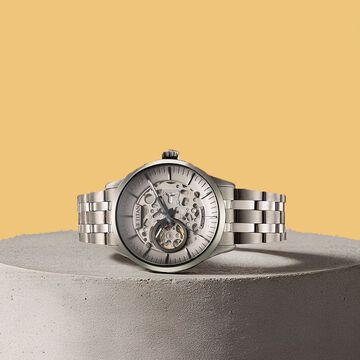 Titan Metal Mechanicals Silver Dial Silver Stainless Steel Strap Watch for Men