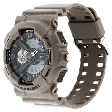 SF Dreamer Series Quartz Digital Analog Digital Black Dial Brown Plastic Strap Watch For Men