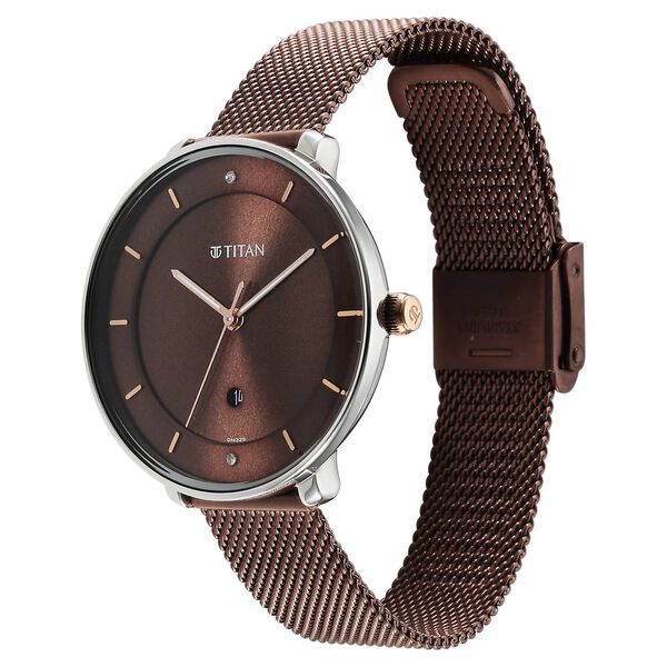 Titan Noir Brown Dial Analog Stainless Steel Strap Watch for Women - image number 2