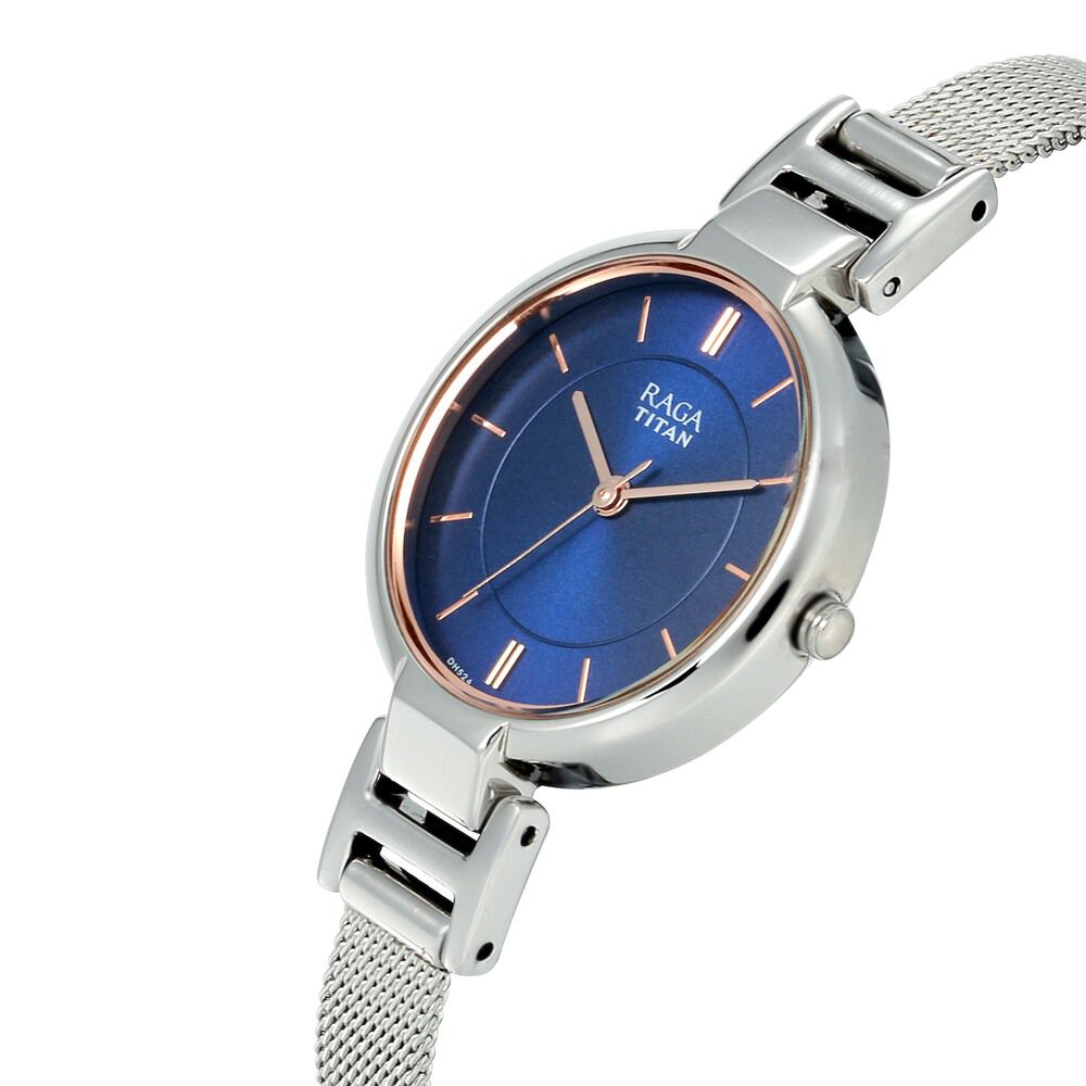 Buy Online Titan Raga Viva Blue Dial Women Watch With Metal Strap