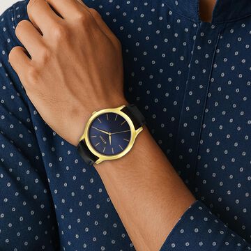 Titan Karishma Radiance Blue Dial Analog Leather Strap watch for Men
