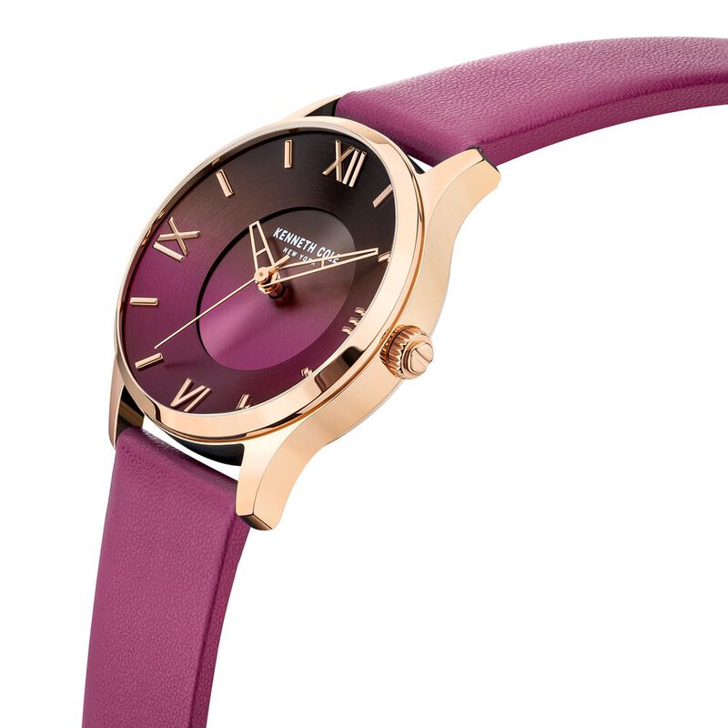 Kenneth Cole Quartz Analog Pink Dial Leather Strap Watch for Women - image number 1