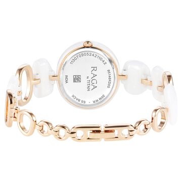 Titan Raga Ceramics Quartz Analog White Dial Metal & Ceramic Strap Watch For Women