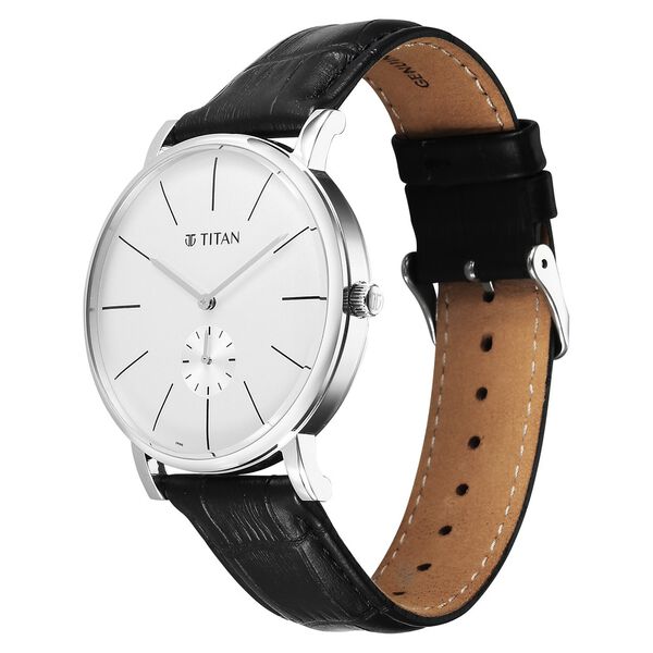 Titan Elegance Analog with Small Second and White Dial Black Leather Strap Watch for Men - image number 4