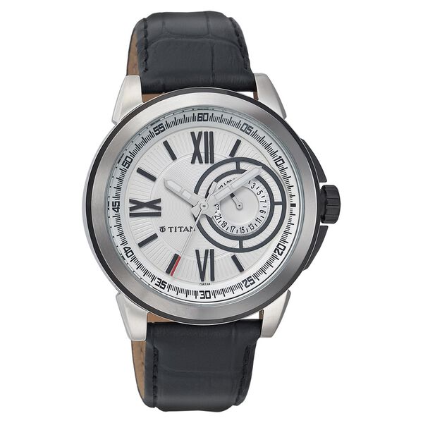Titan Quartz Analog Silver Dial Leather Strap Watch for Men - image number 0
