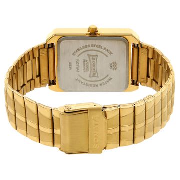 Sonata Quartz Analog Champagne Dial Metal Strap Watch for Men