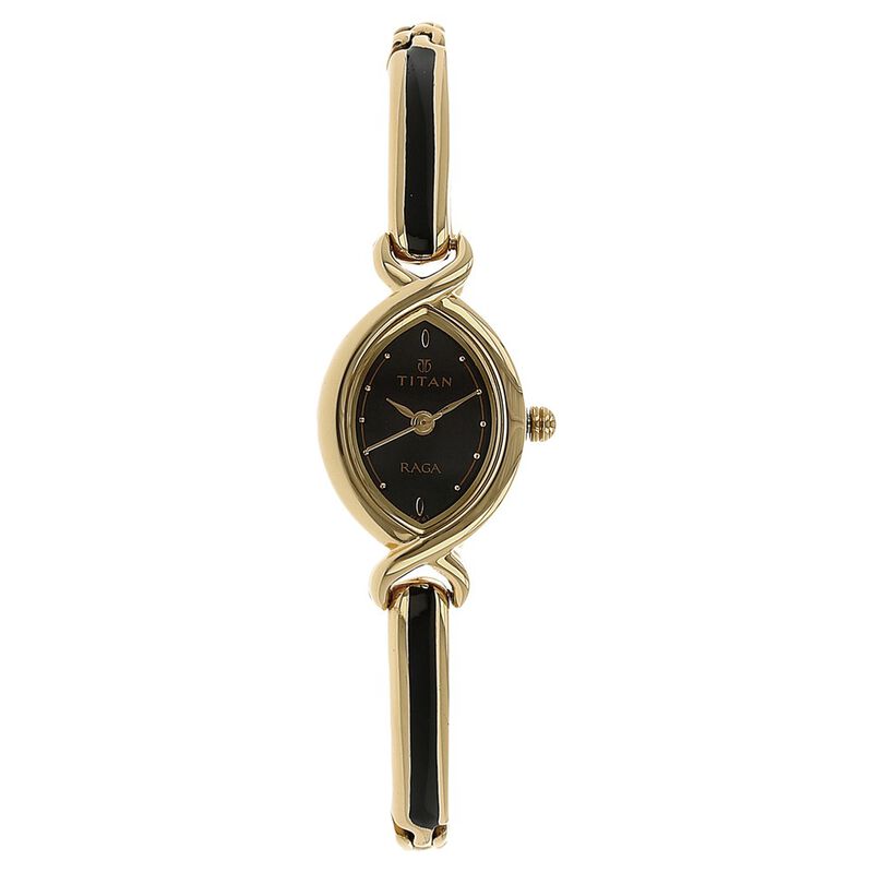 Titan Raga Black Dial Women Watch With Metal Strap