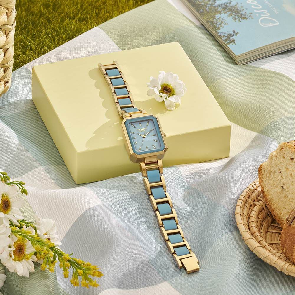 Poze Poze Quartz Analog Blue Dial Two Toned Metal & Plastic Strap Watch For Women-image-14