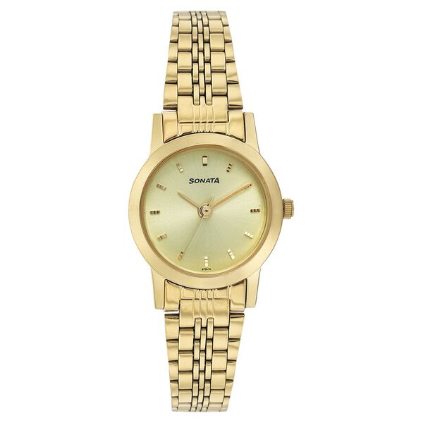 Sonata Quartz Analog Champagne Dial Strap Watch for Women - image number 0