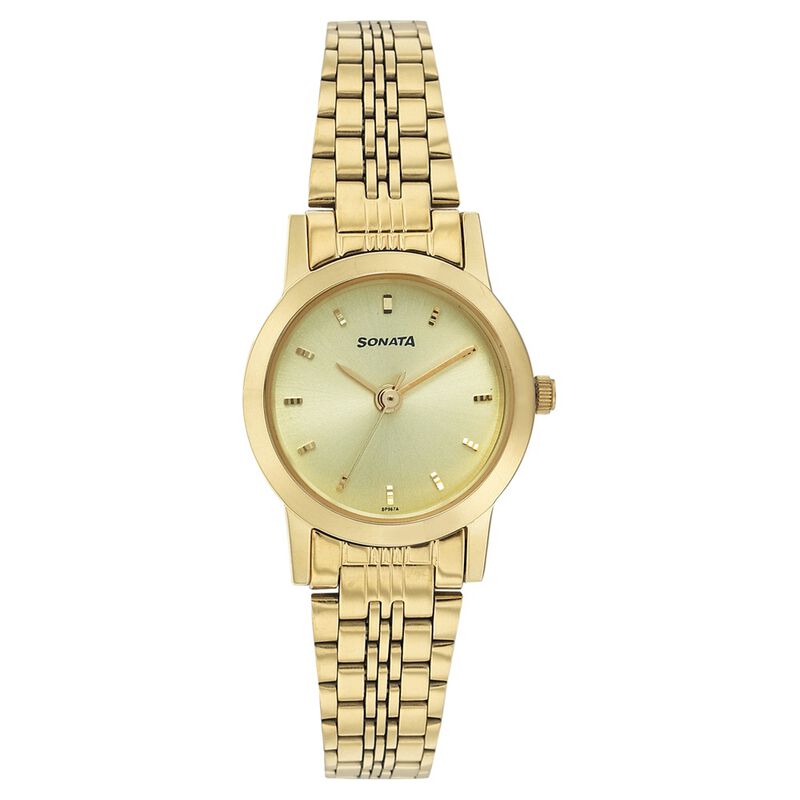 Sonata Quartz Analog Champagne Dial Strap Watch for Women