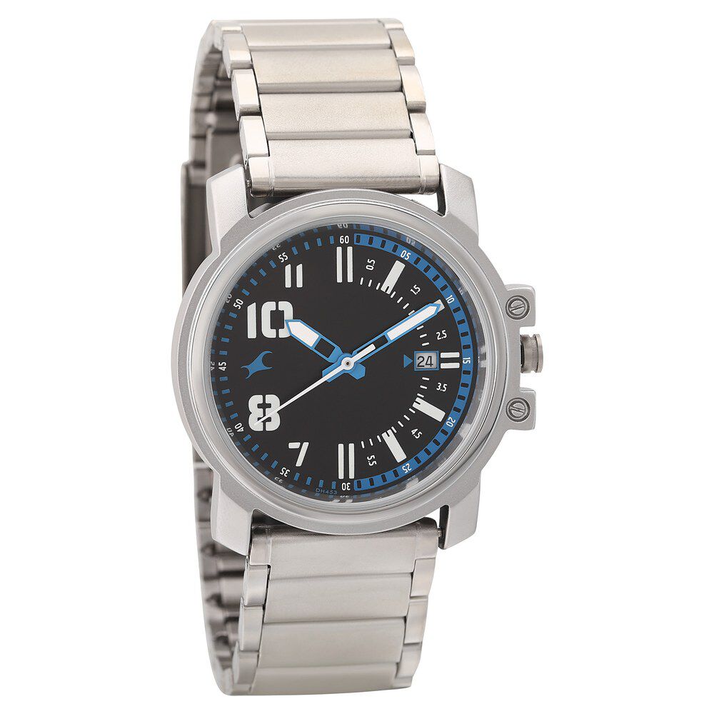 Buy Online Fastrack Black Dial Quartz Analog with Date Watch for Guys 3039sm11 p Titan