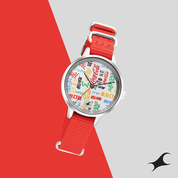 Fastrack Coca Cola Edition By Fastrack Quartz Analog Silver Dial Nylon Strap Watch for Girls - image number 0