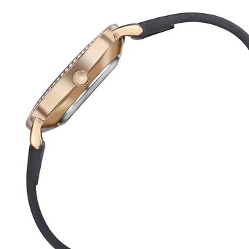 Sonata Quartz Analog Black Dial Black Leather Strap Watch For Women