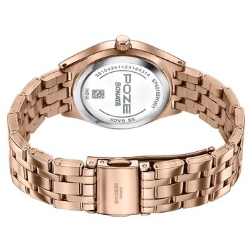 Poze By Sonata Quartz Analog Pink Dial Rose Gold Metal Strap Watch For Women