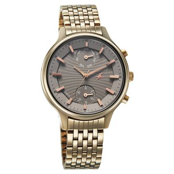 Fastrack Chrome K Quartz Multifunction Grey Dial K Chrome Stainless Steel Strap Watch For Girls