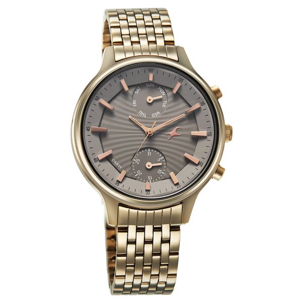 Fastrack Chrome K Quartz Multifunction Grey Dial K Chrome Stainless Steel Strap Watch For Girls - image number 1