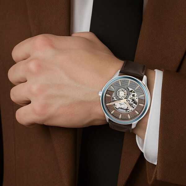 Titan Automatic Anthracite Dial Leather Strap Watch for Men - image number 5