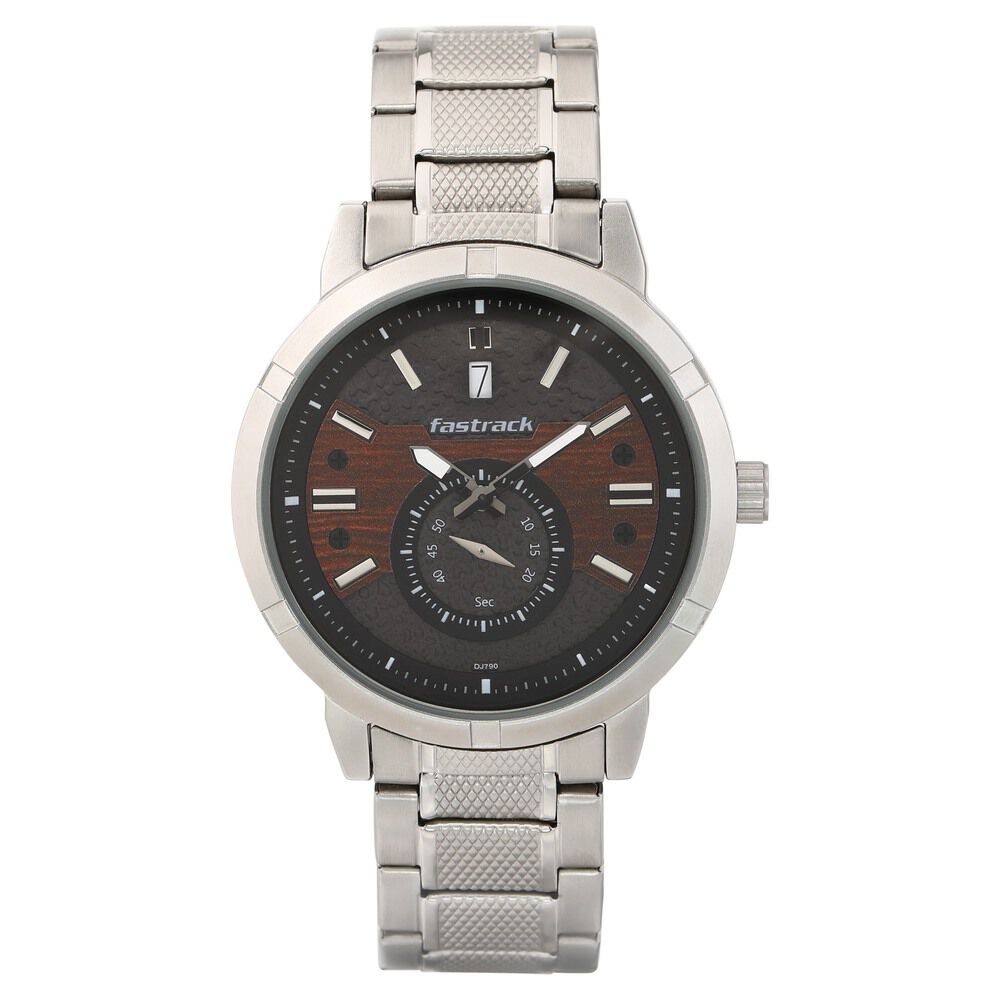 Buy Online Fastrack Go Skate Quartz Analog with Day and Date Grey