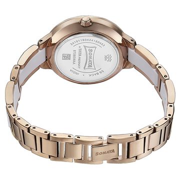 Sonata Quartz Analog Silver Dial Two Toned Stainless Steel Strap Watch For Women