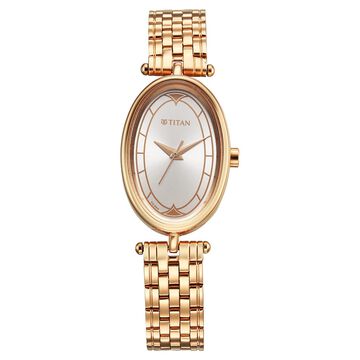 Titan Karishma Quartz Analog Silver Dial Rose Gold Stainless Steel Strap Watch For Women