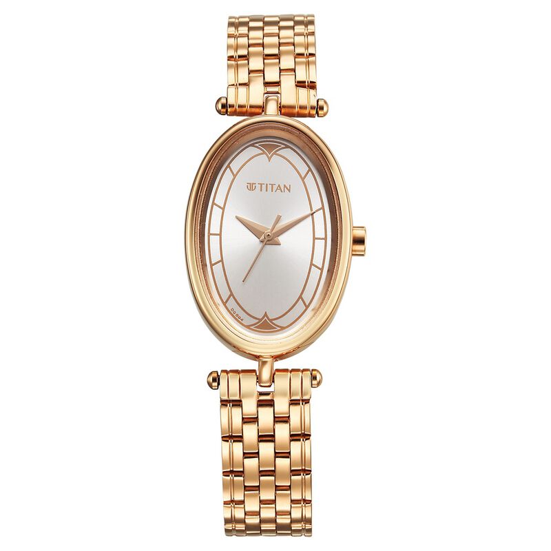 Titan Karishma Quartz Analog Silver Dial Rose Gold Stainless Steel Strap Watch For Women