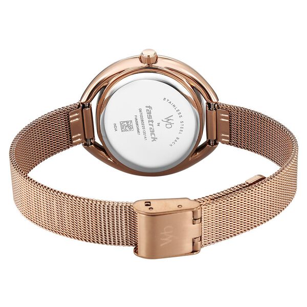 Fastrack Vyb Halo Quartz Analog Rose Gold Dial Metal Strap Watch For Girls - image number 6