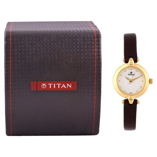 Titan Quartz Analog Silver Dial Leather Strap Watch for Women - image number 4