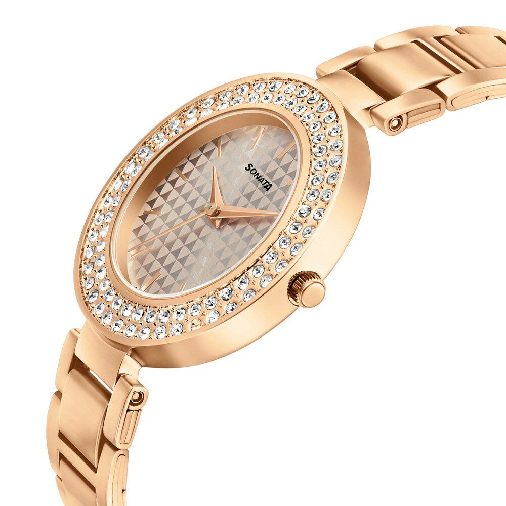 Buy Online Sonata Blush It Up Rose Gold Dial Women Watch With