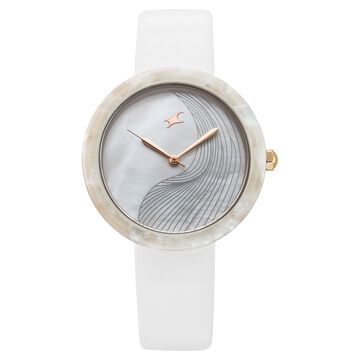 Fastrack Younique Quartz Analog Mother Of Pearl Dial LeatherStrap Watch For Girls