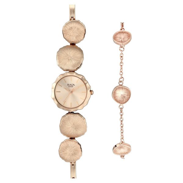 Titan Raga I Am Rose Gold Dial Analog Metal Strap watch for Women - image number 0