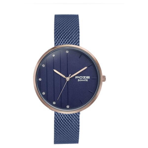 Sonata Poze Quartz Analog Blue Dial Blue Color Stainless Steel Strap Watch For Women - image number 1