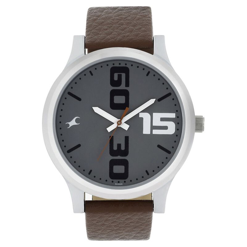 Fastrack Bold Quartz Analog Grey Dial Leather Strap Watch for Guys - image number 0
