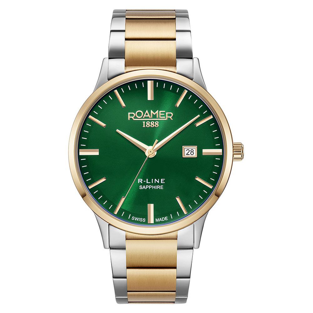 Roamer R Line Classic Quartz Analog with Date Green Dial Two Toned Stainless Steel Strap Watch For Men-picture-14